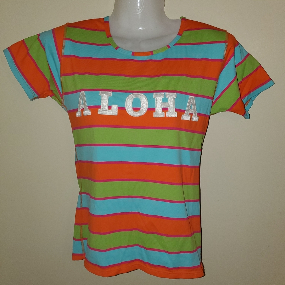 Aloha Striped Womens T-Shirt - Multicolor